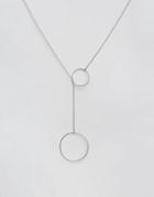 Nylon Double Circle Geo Necklace - Silver