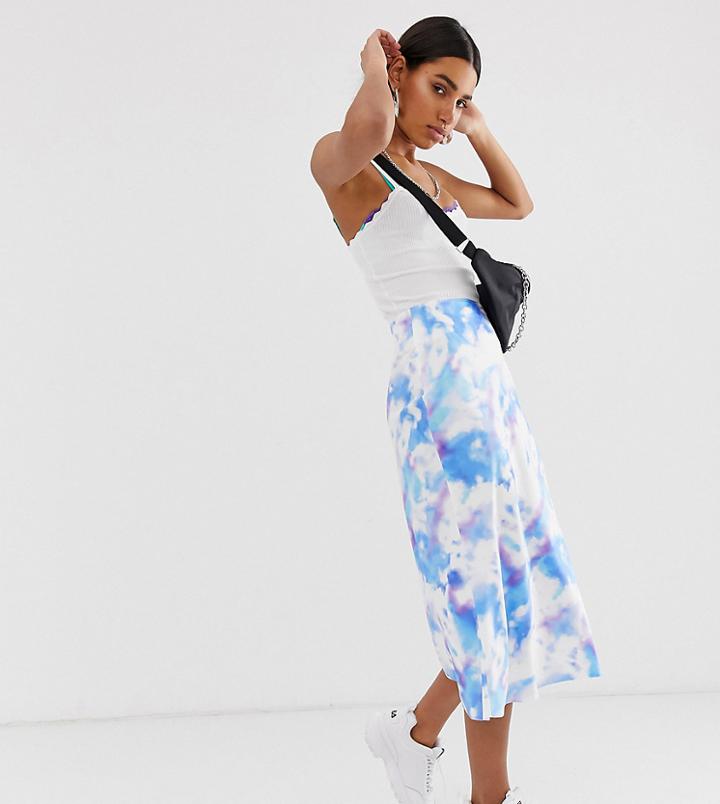 Reclaimed Vintage Inspired Satin Skirt In Tie Dye Print-multi