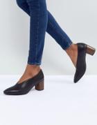 Vagabond Eve Black High Vamp Wooden Heeled Shoes - Black