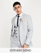 Asos Design Wedding Super Skinny Suit Jacket In Blue Fog Micro Texture