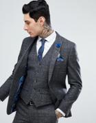 Harry Brown Gray Check Slim Fit Wool Blend Suit Jacket - Gray
