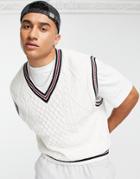 Abercrombie & Fitch Cable Knit Tennis Vest In White