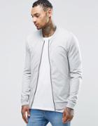 Asos Muscle Fit Jersey Bomber Jacket In Gray Marl - Gray Marl