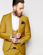 Noose & Monkey Suit Jacket With Stretch And Shawl Lapel In Skinny Fit - Mustard