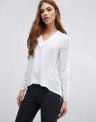 Pieces Andrea Long Sleeved V Neck Top - White