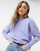 Pieces Textured Sweater In Lilac-purple