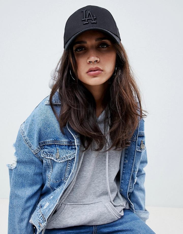 New Era 9forty Black La Cap With Tonal Logo - Black