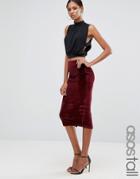 Asos Tall Pencil Skirt In Velvet - Red