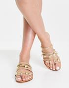 Asos Design Flutter Toe Loop Sandals In Beige-neutral