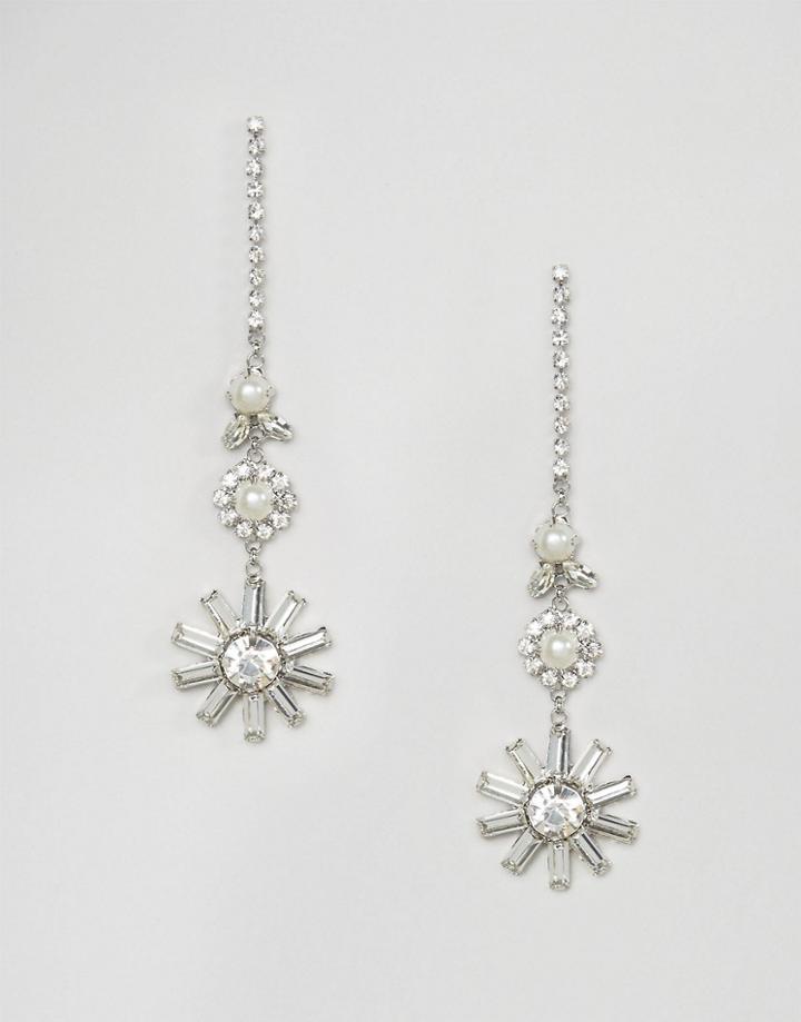 Asos Occasion Stone Strand Earrings - Clear