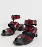 Simply Be Daria Block Heel Metal Detail Sandals Wide Foot - Red