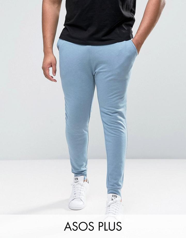 Asos Plus Super Skinny Joggers In Blue - Blue