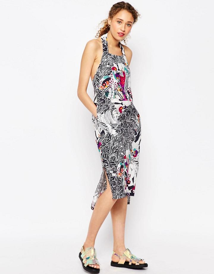 Asos Africa X Chichia Halter Shift Dress In Animal Face Print - Multi