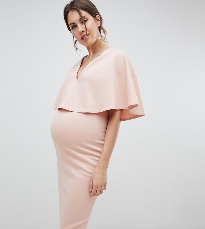 Asos Design Maternity Nursing Cape Double Layer Bodycon Dress - Pink