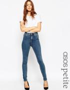 Asos Petite Ridley Skinny Jeans In Tabitha Midwash Blue - Mid Stone Wash