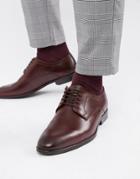 Asos Design Lace Up Shoes In Burgundy Leather - Red