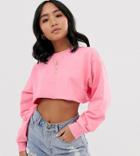 Asos Design Petite Super Crop Sweat In Pink