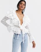 Simonett Cedera Check Extreme Ruffle Blouse