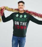 Threadbare Tall Sprout Holidays Sweater - Green