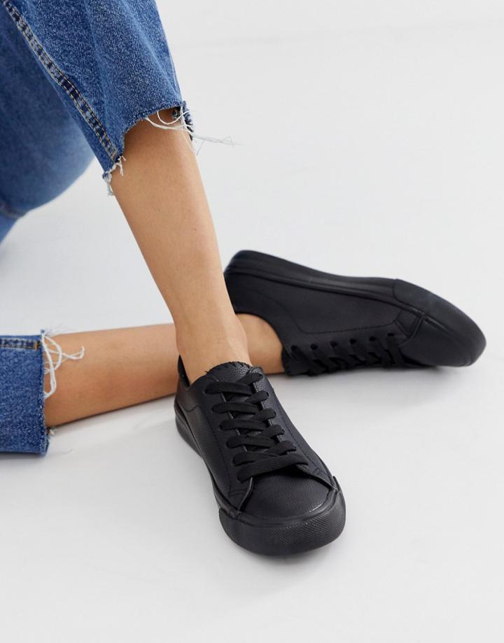New Look Pu Sneaker In Black - Black
