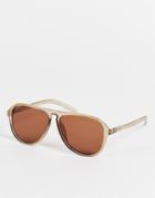 Aj Morgan Winger Aviator Style Sunglasses-brown