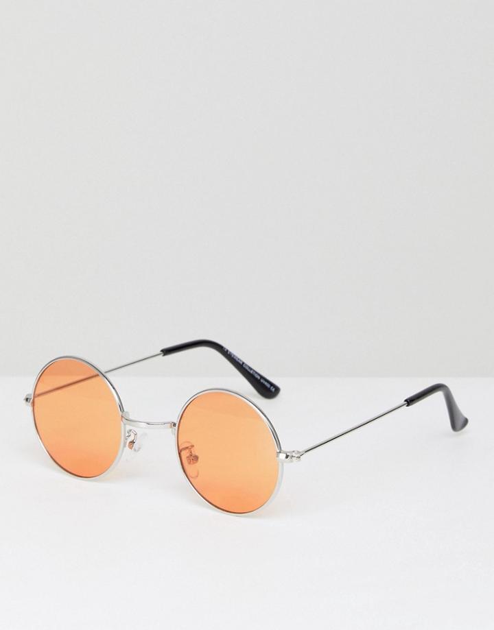 7x Round Glasses Orange Lens - Gold