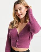 Urban Revivo Knit Cardigan In Purple