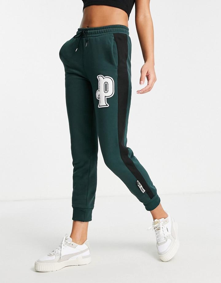 Puma Varsity Sweatpants In Dark Green
