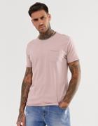 Brave Soul Raw Edge T-shirt-pink