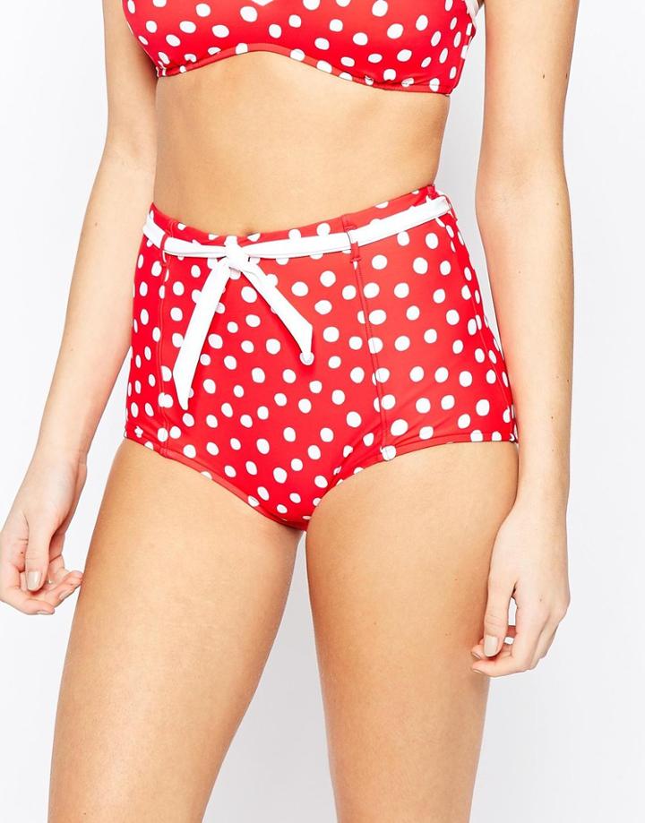 Seafolly Spot On High Waist Bikini Bottoms - Red