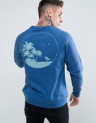 Wetts Crew Sweat With Sunset Back Print - Navy