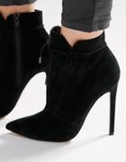 Asos Eddie Suede Pointed Lace Up Boots - Black