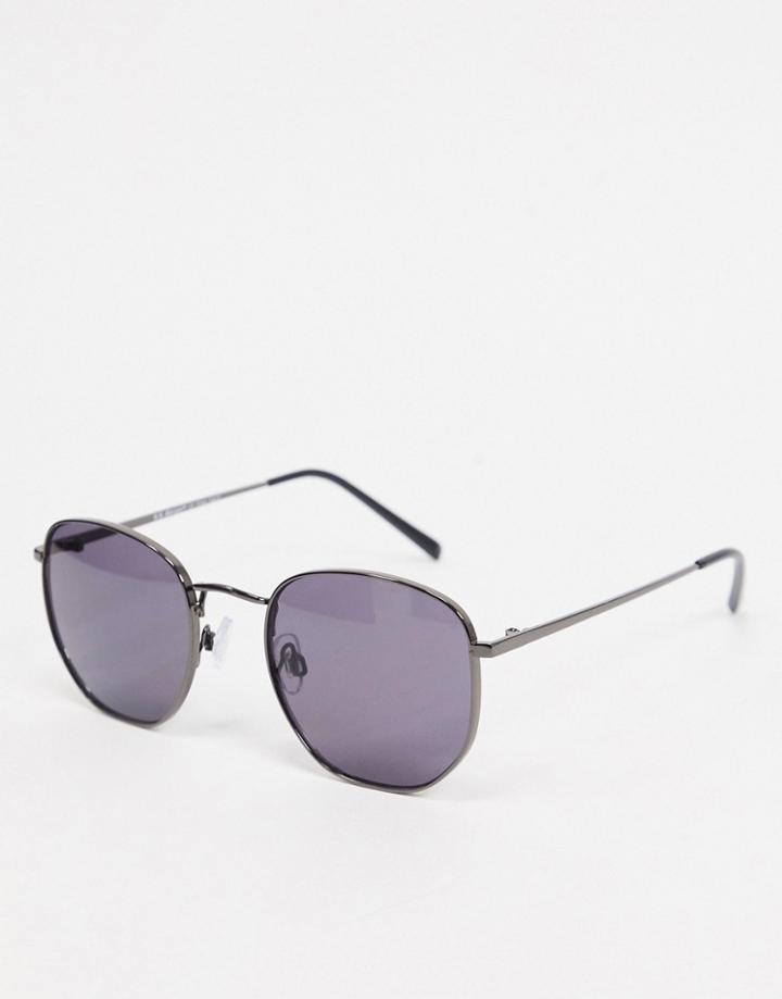 Aj Morgan Round Sunglasses In Gunmetal-grey