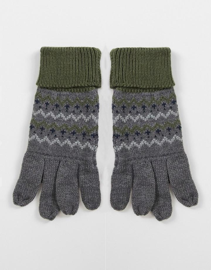 Boardmans Patterned Gloves-grey