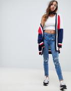 Tommy Hilfiger X Gigi Hadid Venice Paneled Destroyed Skinny Jeans - Blue