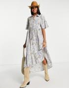 Jdy Maxi Dress In Paisley Print Pastel Blue-multi