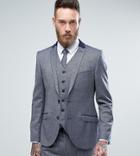 Heart & Dagger Skinny Suit Jacket In Tweed - Blue