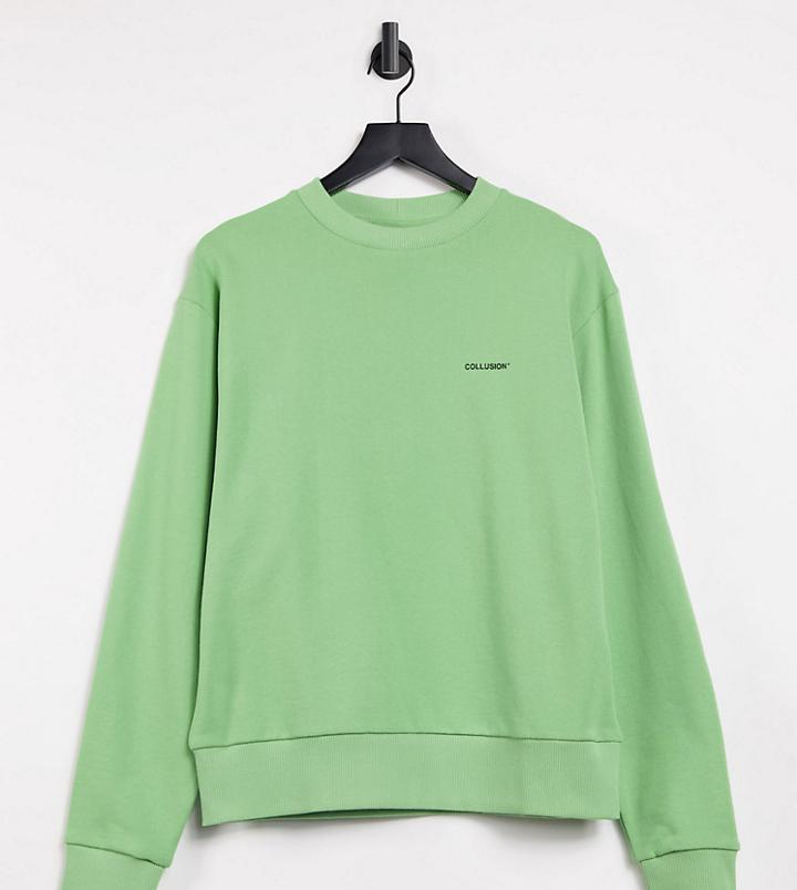 Collusion Unisex Cropped Sweatshirt In Green