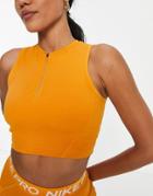 Nike Training Pro Dri-fit Zip-detail Tank Top In Tan-neutral