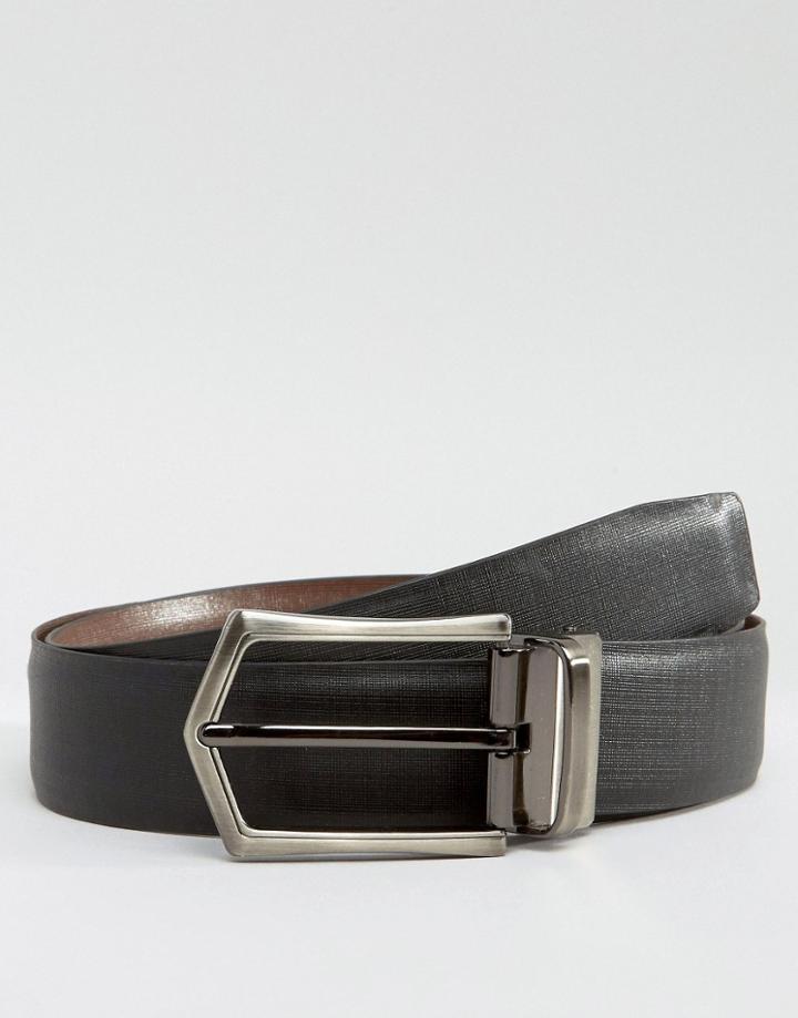 Barneys Smart Reversible Leather Belt In Black And Brown - Black