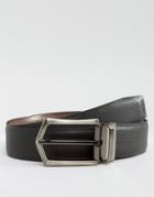 Barneys Smart Reversible Leather Belt In Black And Brown - Black