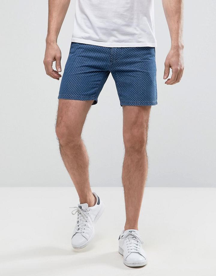 Selected Homme Shorts With Dot Stitch Detail - Blue