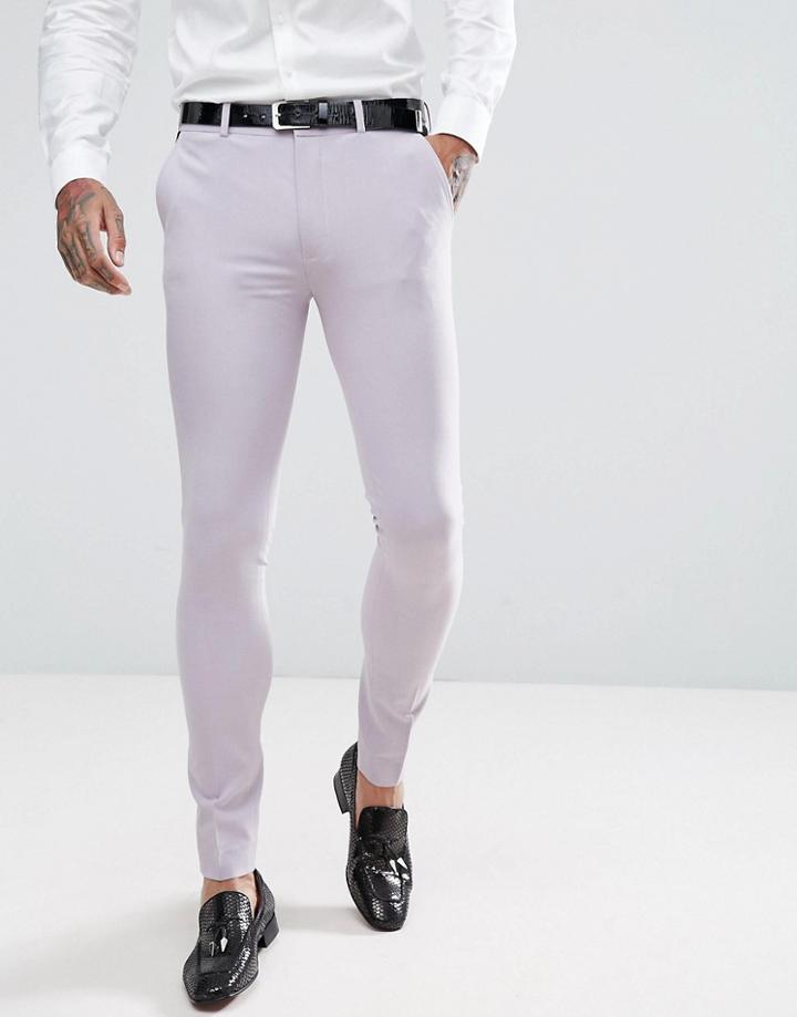 Asos Wedding Super Skinny Tuxedo Suit Pants In Dusky Lilac - Purple