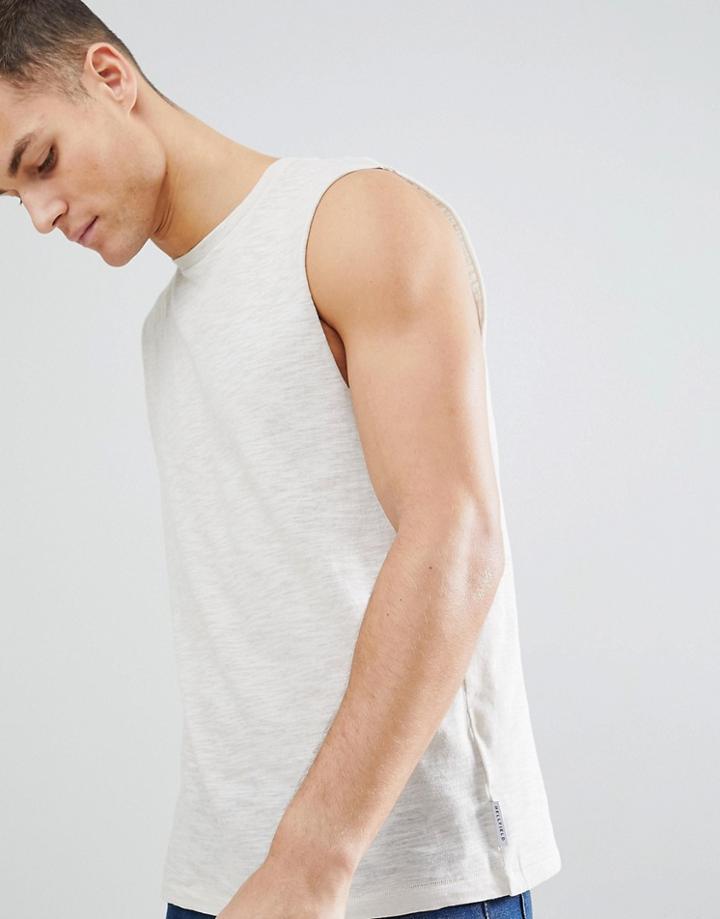 Bellfield Sleeveless T-shirt In Slub - Cream