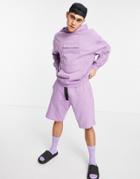 Asos Design Oversized Jersey Shorts With Utility Details In Purple - Part Of A Set