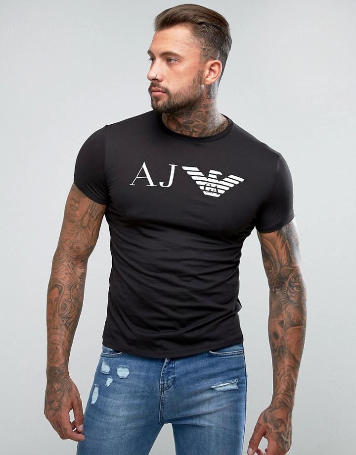 Armani Jeans Crew Neck Aj Logo T-shirt Black - Black