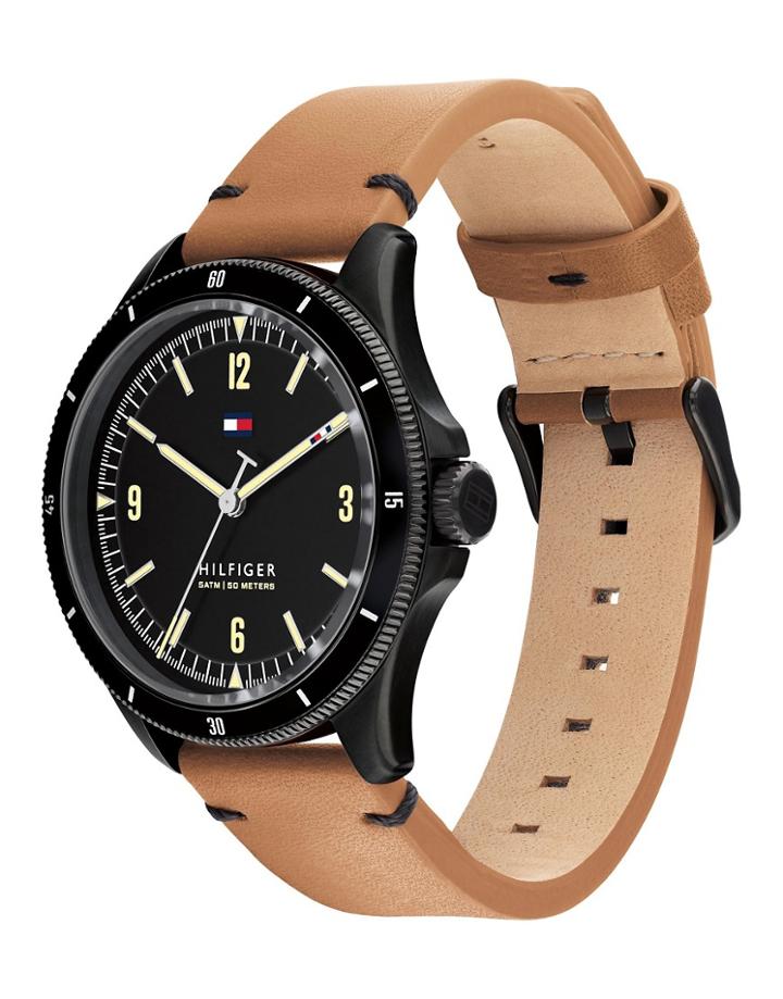 Tommy Hilfiger Men's Leather Watch In Black And Tan 1791904