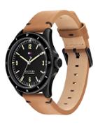 Tommy Hilfiger Men's Leather Watch In Black And Tan 1791904