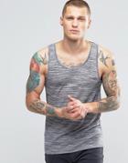 Asos Linen Look Muscle Tank With Space Dye - Gray
