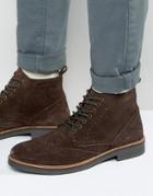Frank Wright Suede Brogue Boots In Brown - Brown